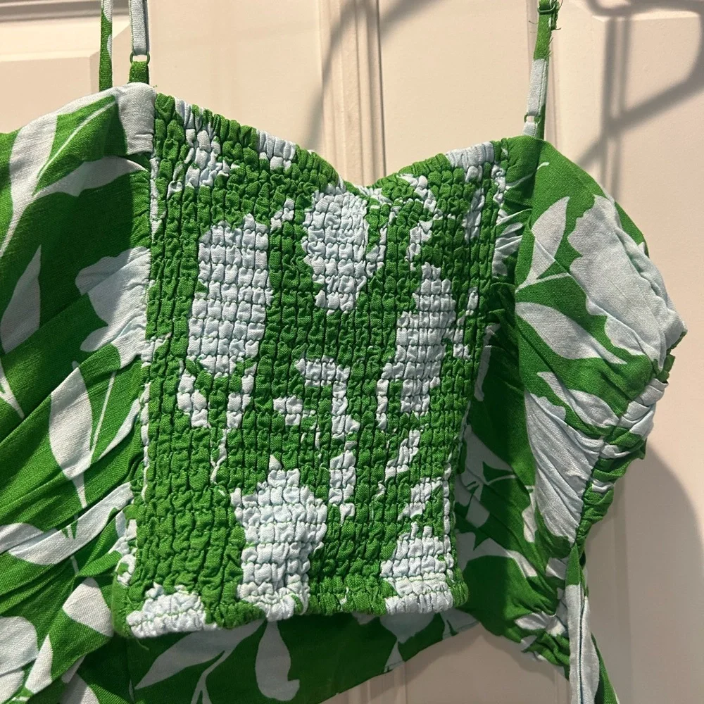 Kate Spade Green and Light Blue Patterned Blouse - Picture 4 of 6